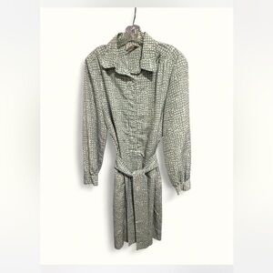 Brownstone Studio Teal Polka Dot vintage 1980s dress with collar and belt